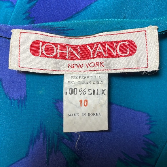 VTG JOHN YANG New York 1980s 100% Silk Sheath Dress MULTICOLOR / SIZE 10 - Picture 9 of 9